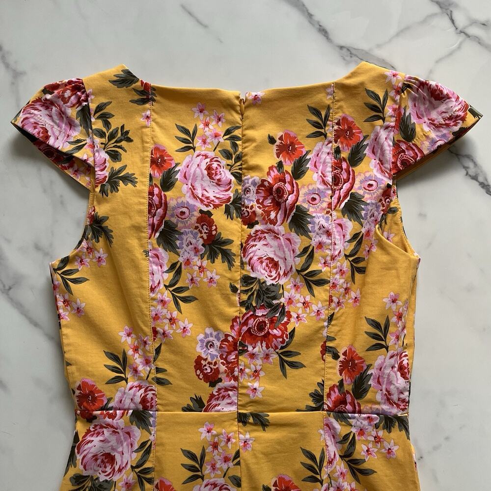 Anthropologie Maeve Cecily Yellow Floral Sweetheart Midi Dress S Romantic Retro - Picture 8 of 11